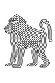 Free Baboon Coloring Page - Zigzag Striped Baboon Outline (Printable PDF)