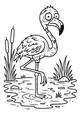 Free Zombie Flamingo Coloring Page - Spooky Halloween Swamp Scene (Printable PDF)