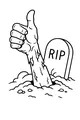 Free Zombie Hand Coloring Page - Spooky Graveyard Thumbs-Up (Printable PDF)