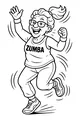 Free Grandma Zumba Coloring Page - Happy Retired Woman Dancing (Printable PDF)