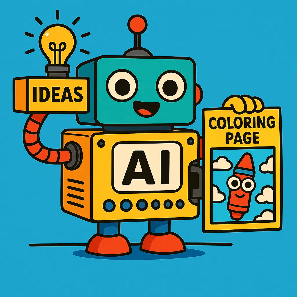 AI Robot Factory generating coloring pages